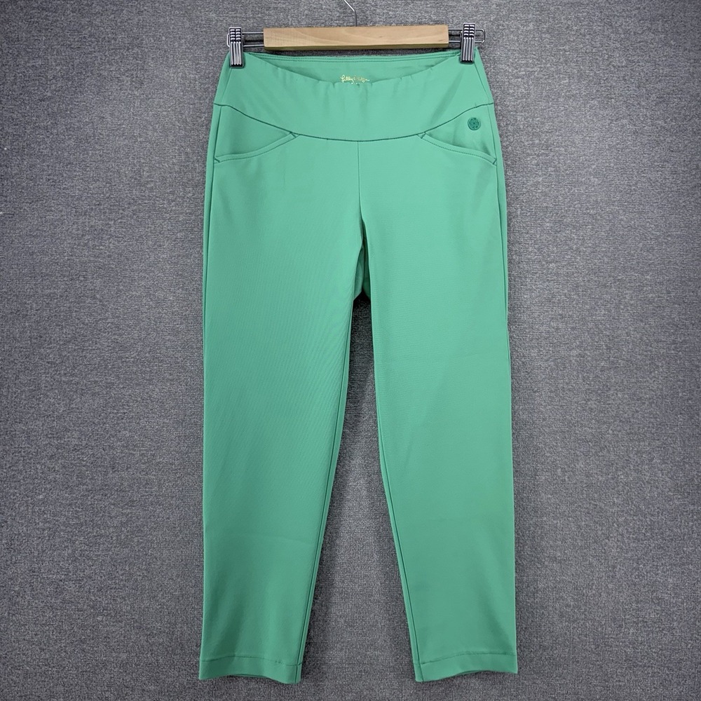 Lilly Pulitzer Luxletic Corso Ankle Pants Women Size 00 Fiddle Leaf Green UPF 50